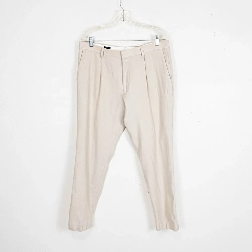 J.Crew Ludlow Slim Pleated Suit Pant Italian Wool Linen Silk 34